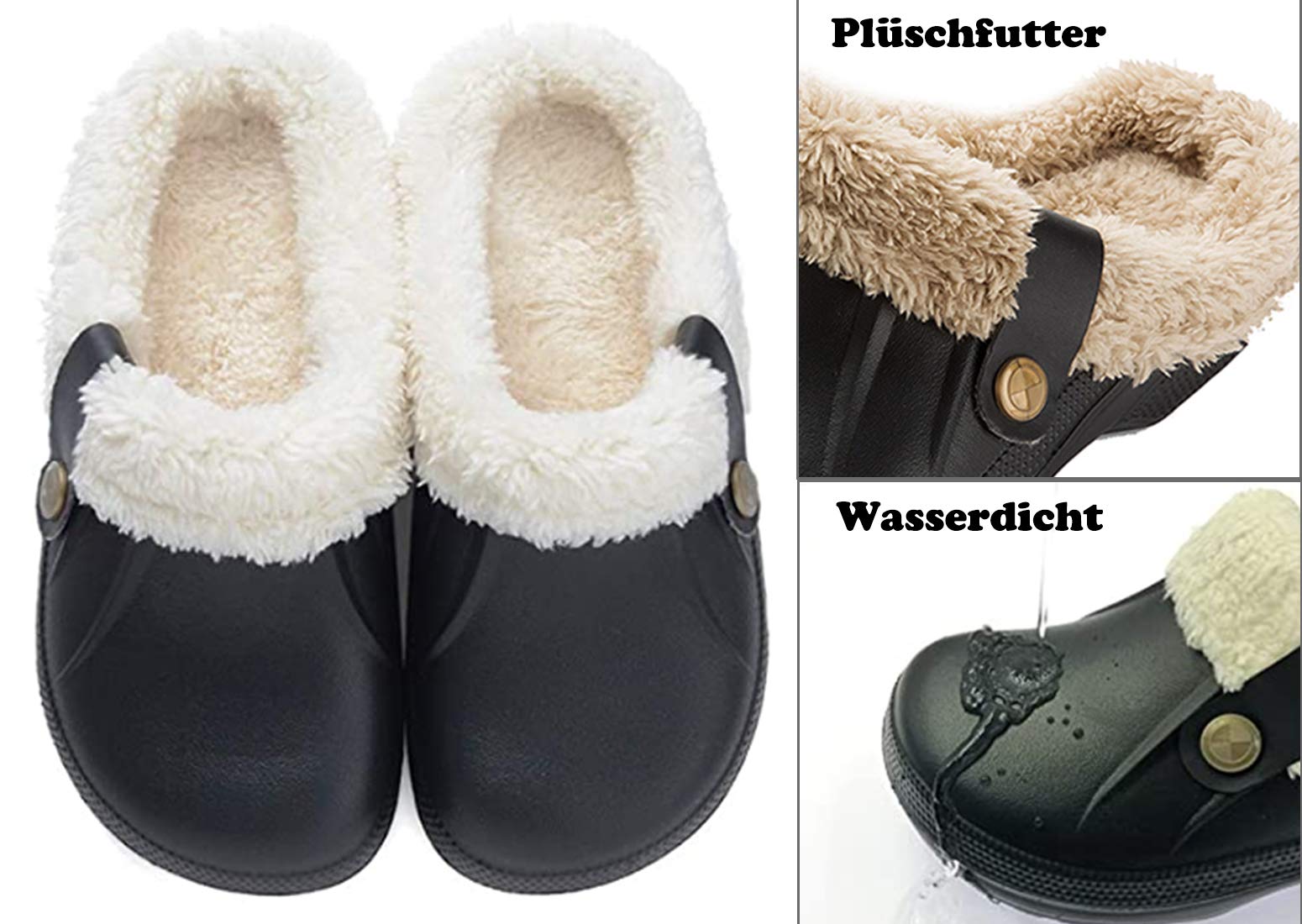 CELANDA Pantofole Invernali Donna Uomo Zoccoli e Sabot Unisex Ciabatte da casa Impermeabile Antiscivolo Scarpe da Giardino All'aperto/Interno,GR.35-47