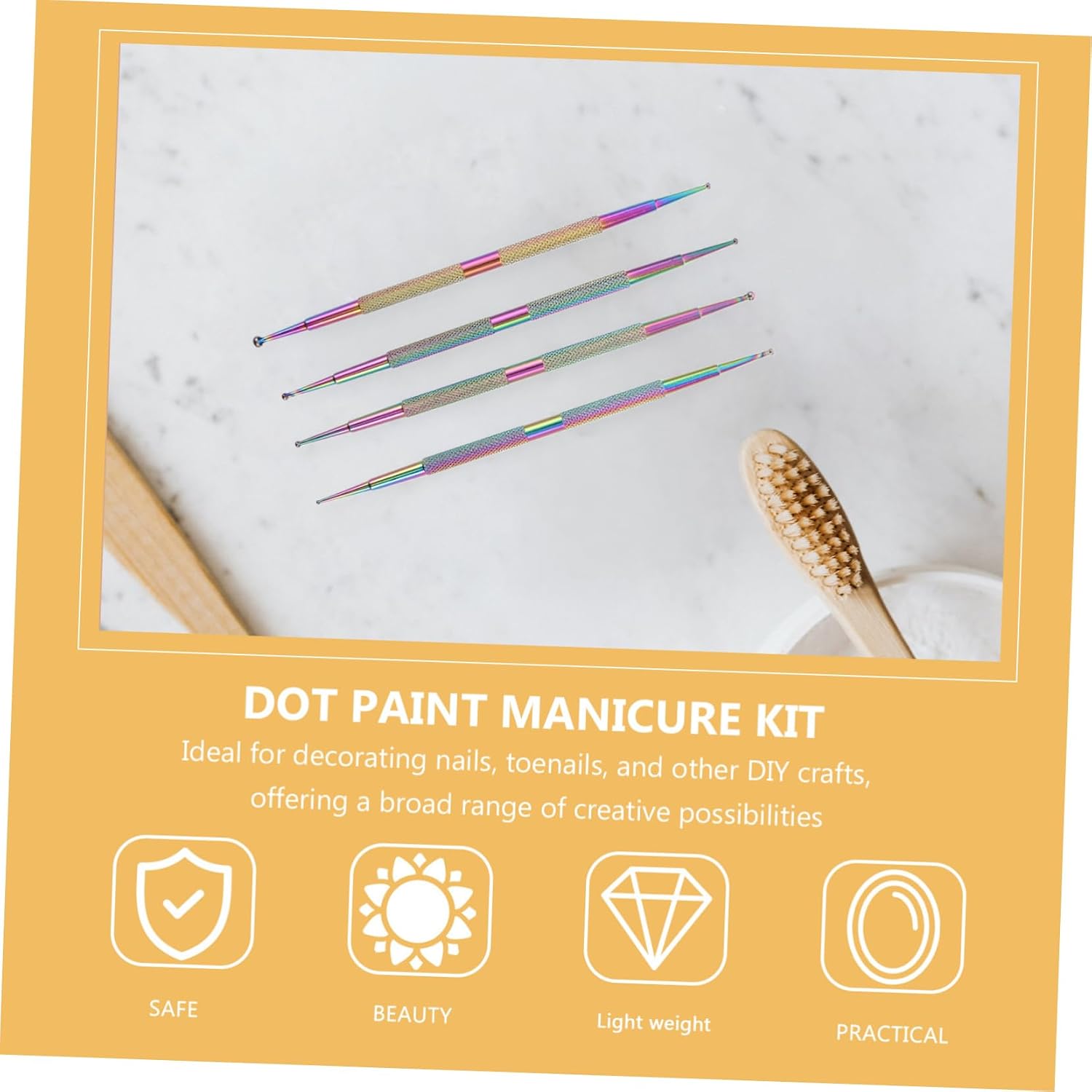 VICASKY 4pcs Rhinestone Dotting Pen Tool Set Metal Tip Nail Art Pen Easy to Use Manicure Accessory Kit Brush Picker