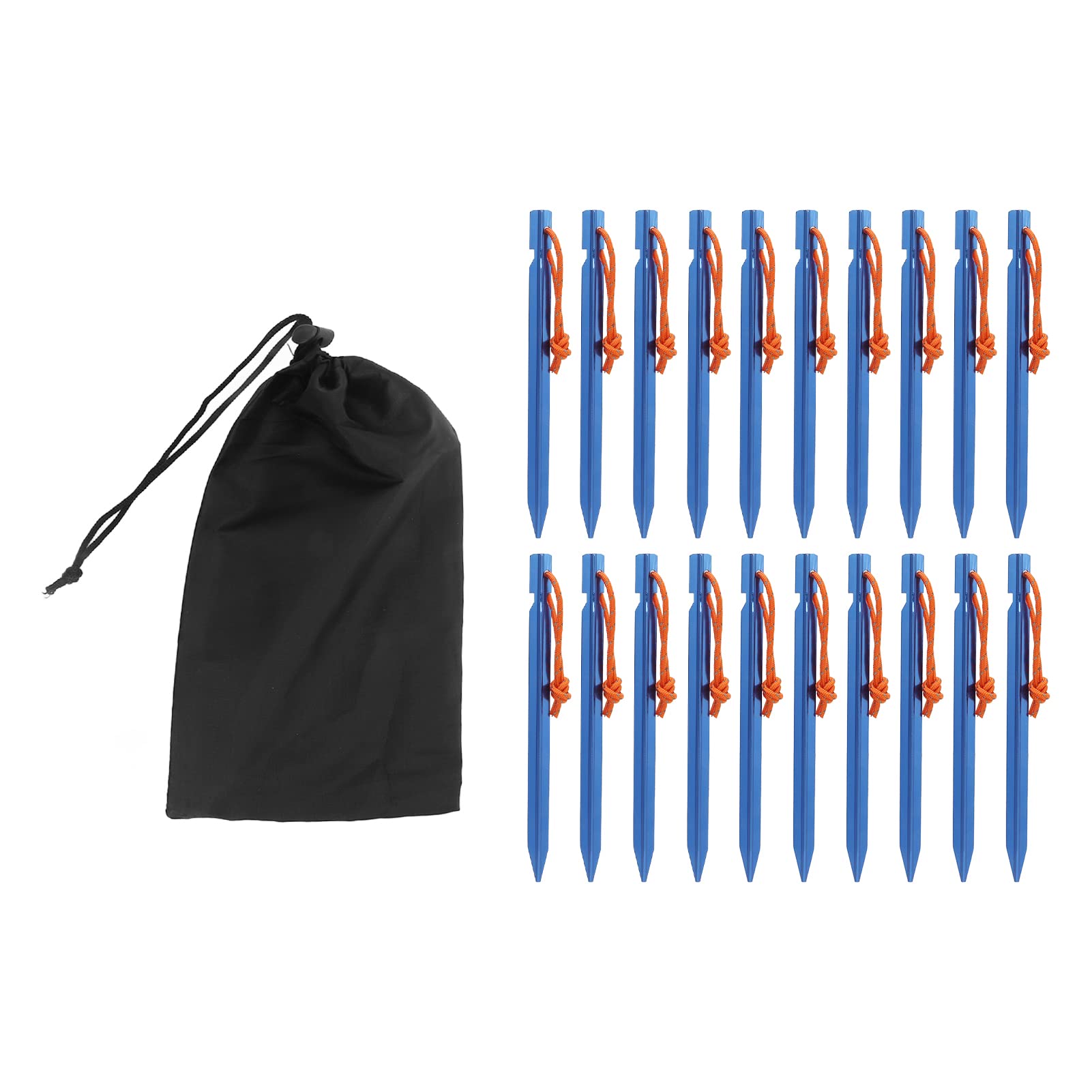 Picchetti per tende a forma di V, robusti, in lega di alluminio, picchetti da campeggio, picchetti per tende ultraleggeri lunghi 18 cm con corde per accessori per tende da campeggi (Blu)