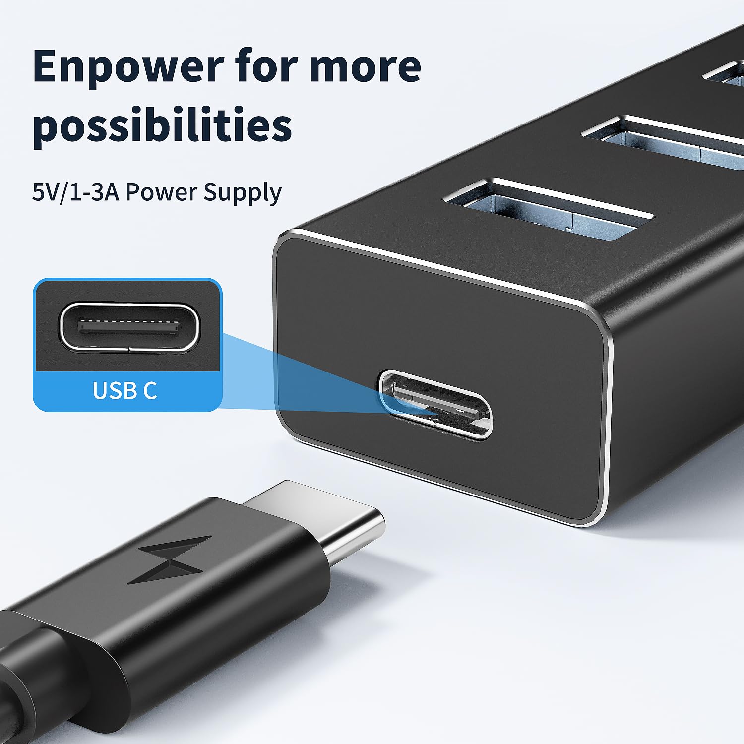 7 Port Hub USB 3.0 - Aluminium Hub USB avec 120cm Câble pour PC 7 Port Hub USB 3.0 - Aluminium Hub USB avec 120cm Câble pour PC