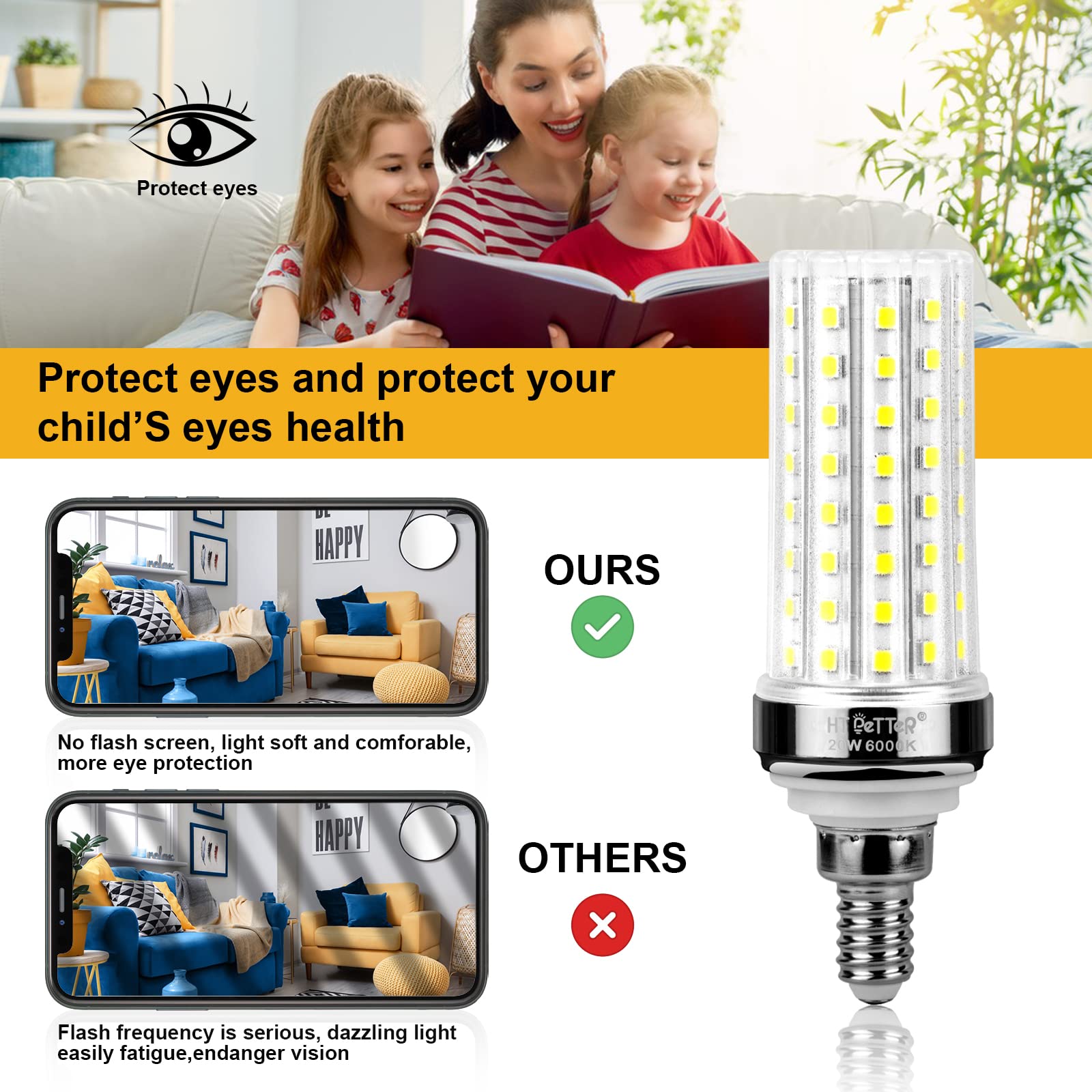 Snapklik.com : Corn Bulb, 20W E12 Base LED Light Bulb, Chandelier Bulb ...