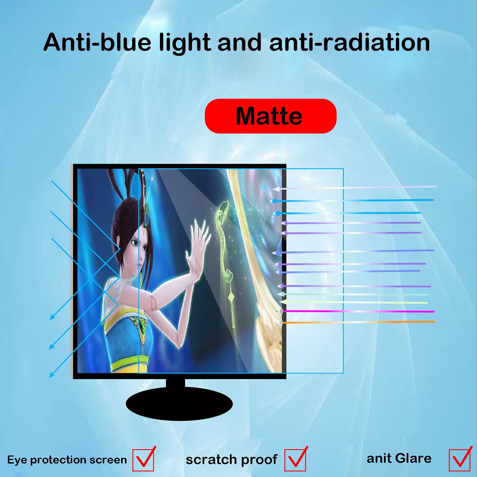 Protector De Pantalla De TV Antirreflejo 40-43 Pulgadas, para LCD Led, Luz Antiazul, Protección contra La Radiación, para Televisor LCD, Led y Plasma HDTV,Matte-42inch(930x525mm)