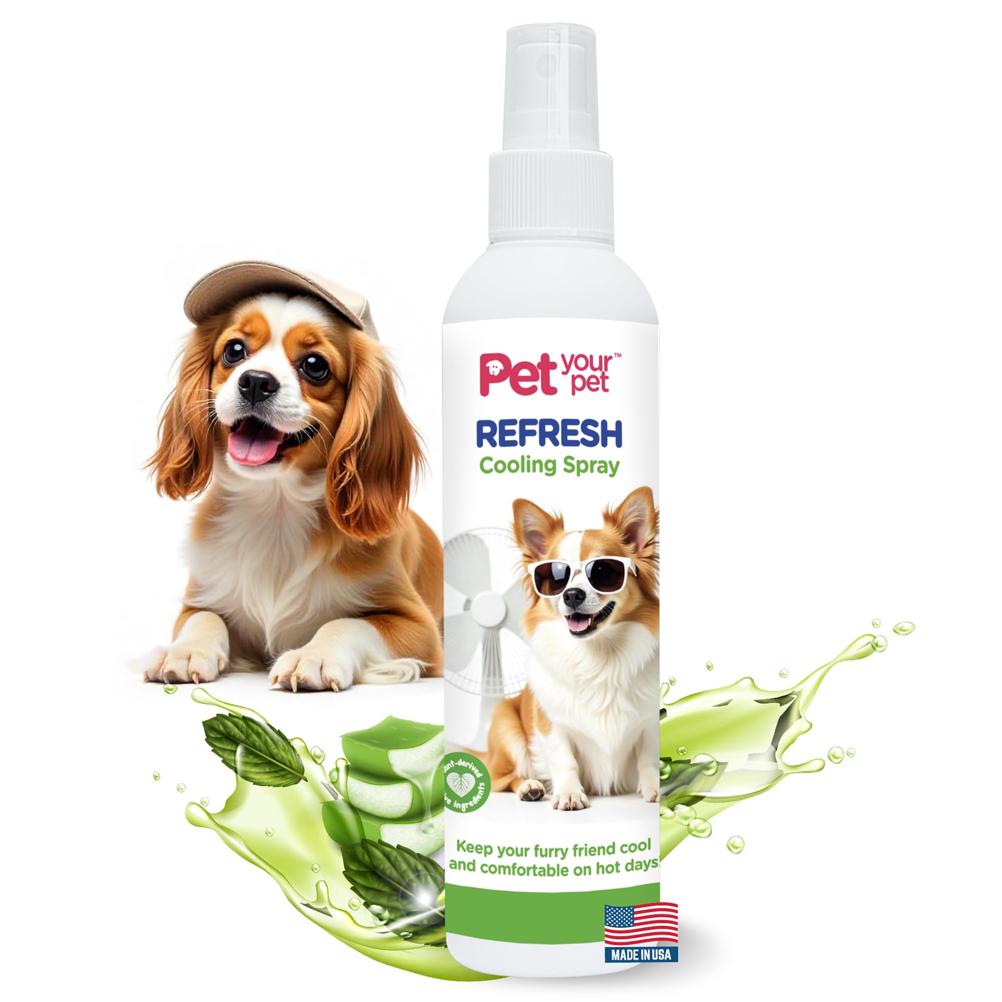 PET YOUR PET Dog Refresh Cooling Spray for Dogs 4oz, Non-Toxic Refreshing Mist, Made in USA, Helps Cool Down in Hot Weather, After Walks or Playtime,