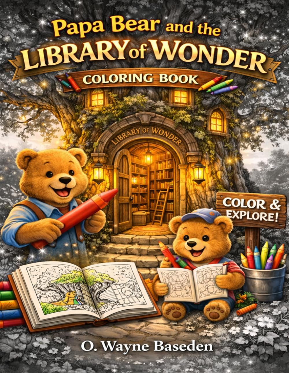 Papa Bear and the Library of Wonder Coloring Book