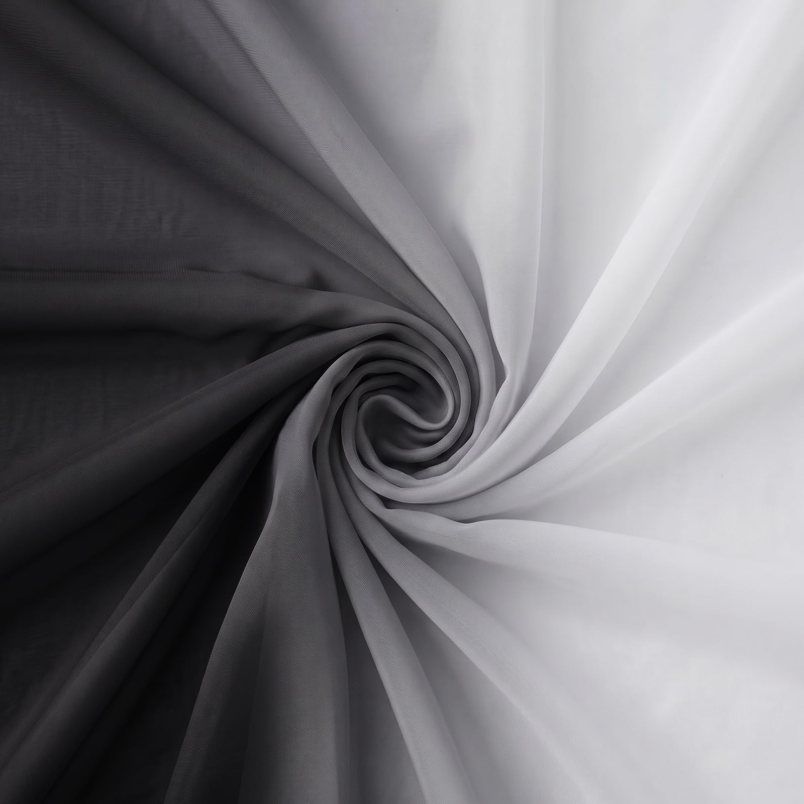 Melodieux Visillos Cortinas Transparentes Degradadas 2 Piezas, 140x260cm Negro/Blanco