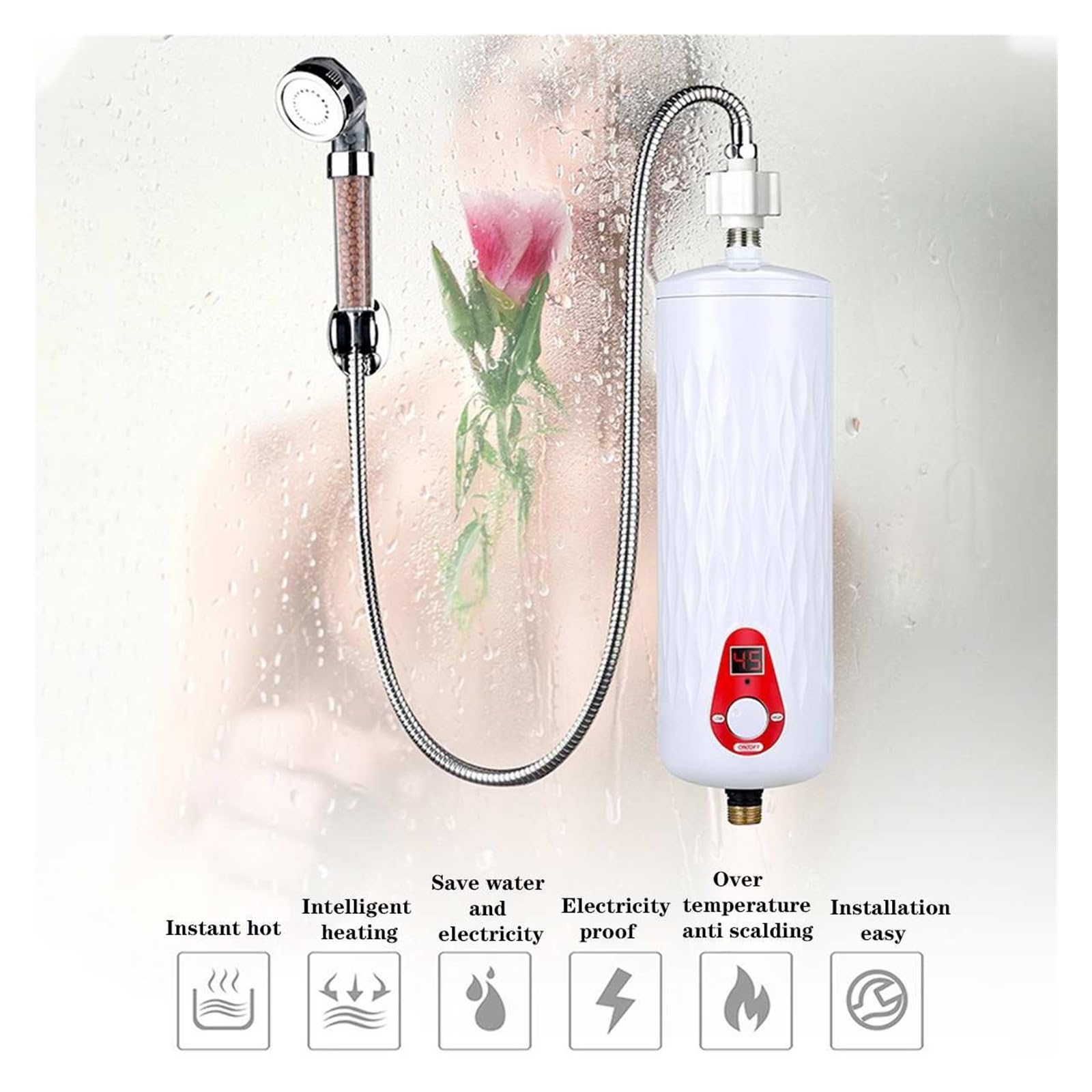 Natychmiastowy podgrzewacz wody, 3 Tryby Szybkie Nagrzewanie 5500 W Natychmiastowy Elektryczny Bezzbiornikowy Podgrzewacz Wody Natychmiastowa Kuchnia Łazienka Prysznic System Przepływu Ciepłej