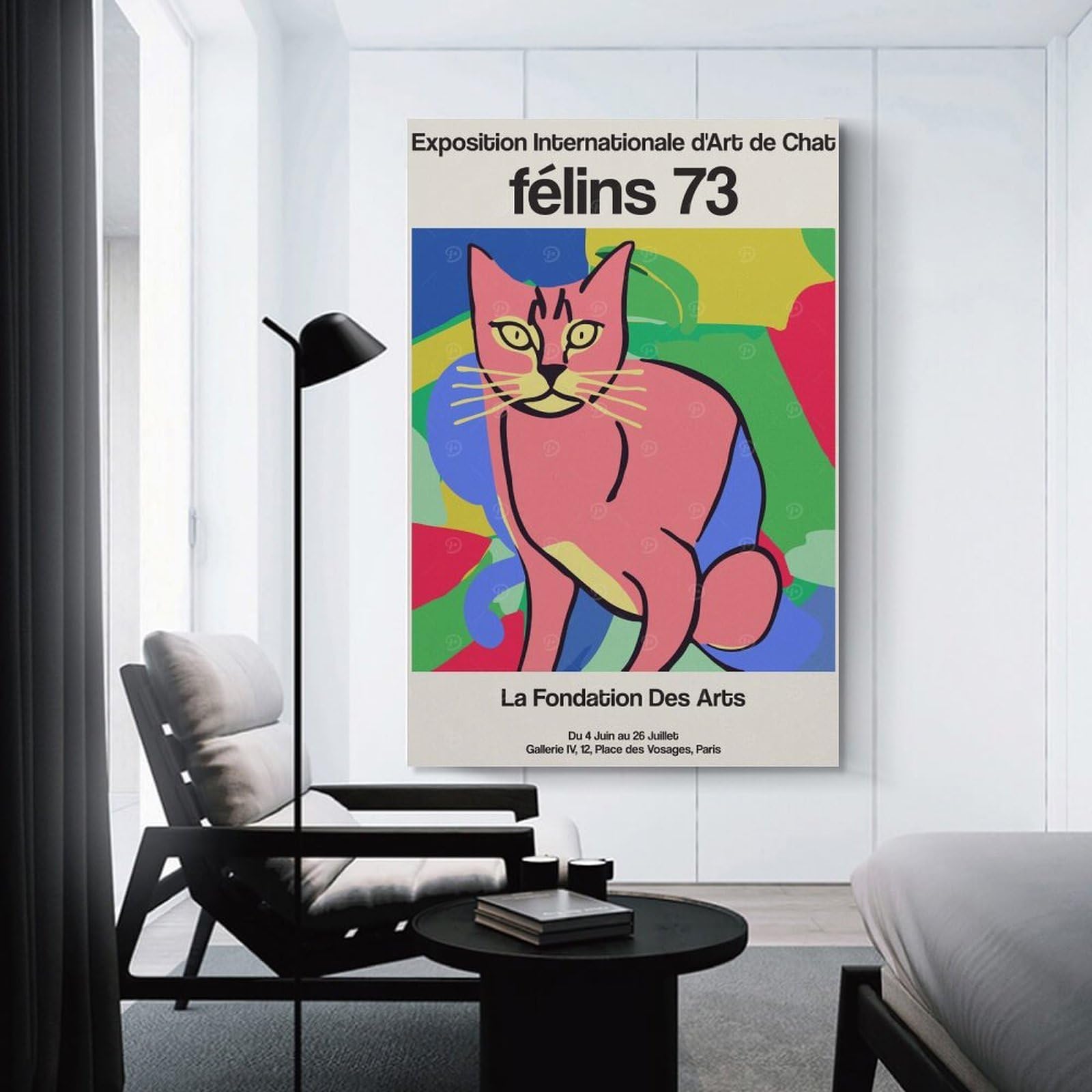 Junmoney Colorful Cat Expo Decorative Canvas Print 16x24inch(40x60cm), for Gallery Wall Layouts in Home Or Office, Home Wall Art for Statement Displays