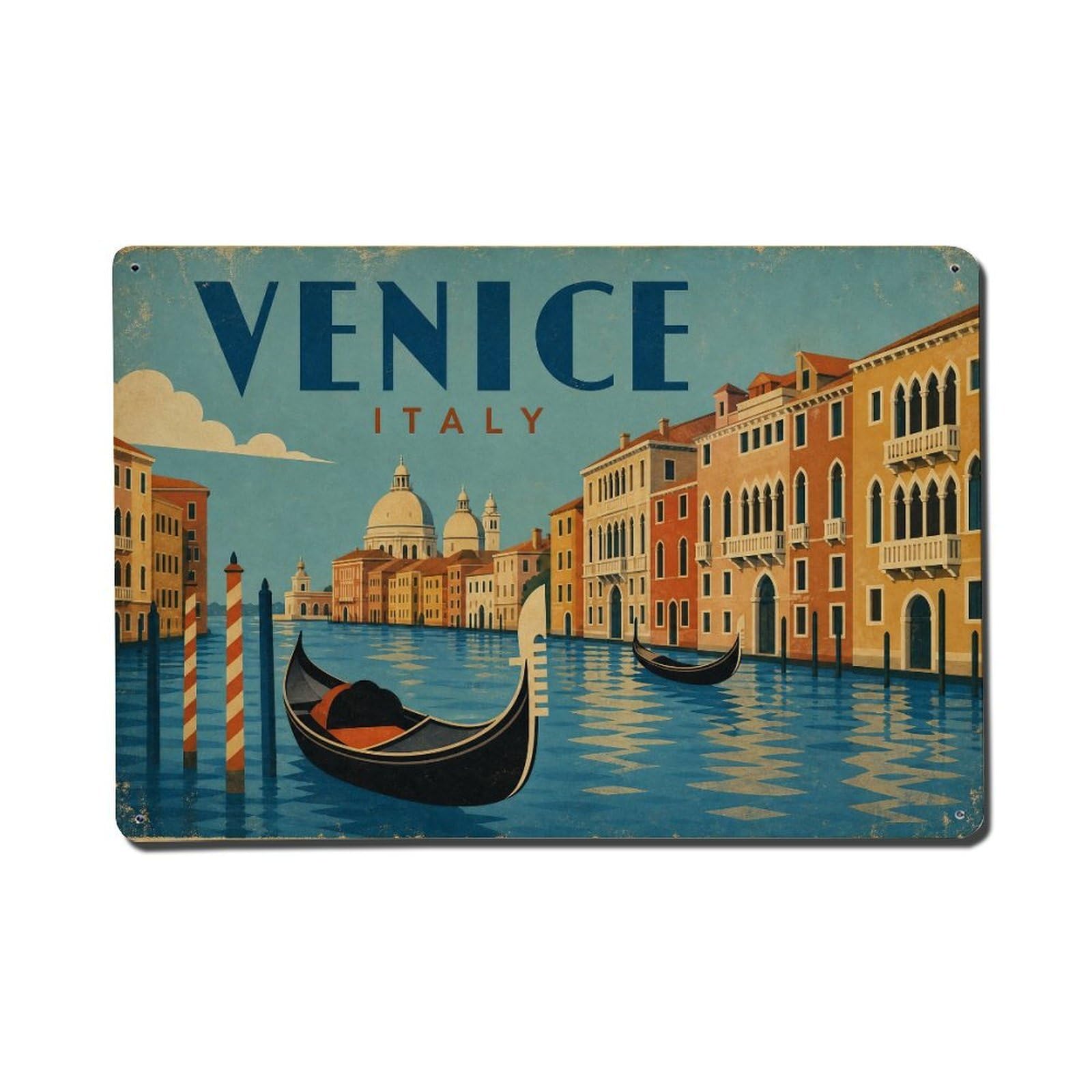 Fqcyn Style Metal Tin Sign Vintage Travel Italy Venice