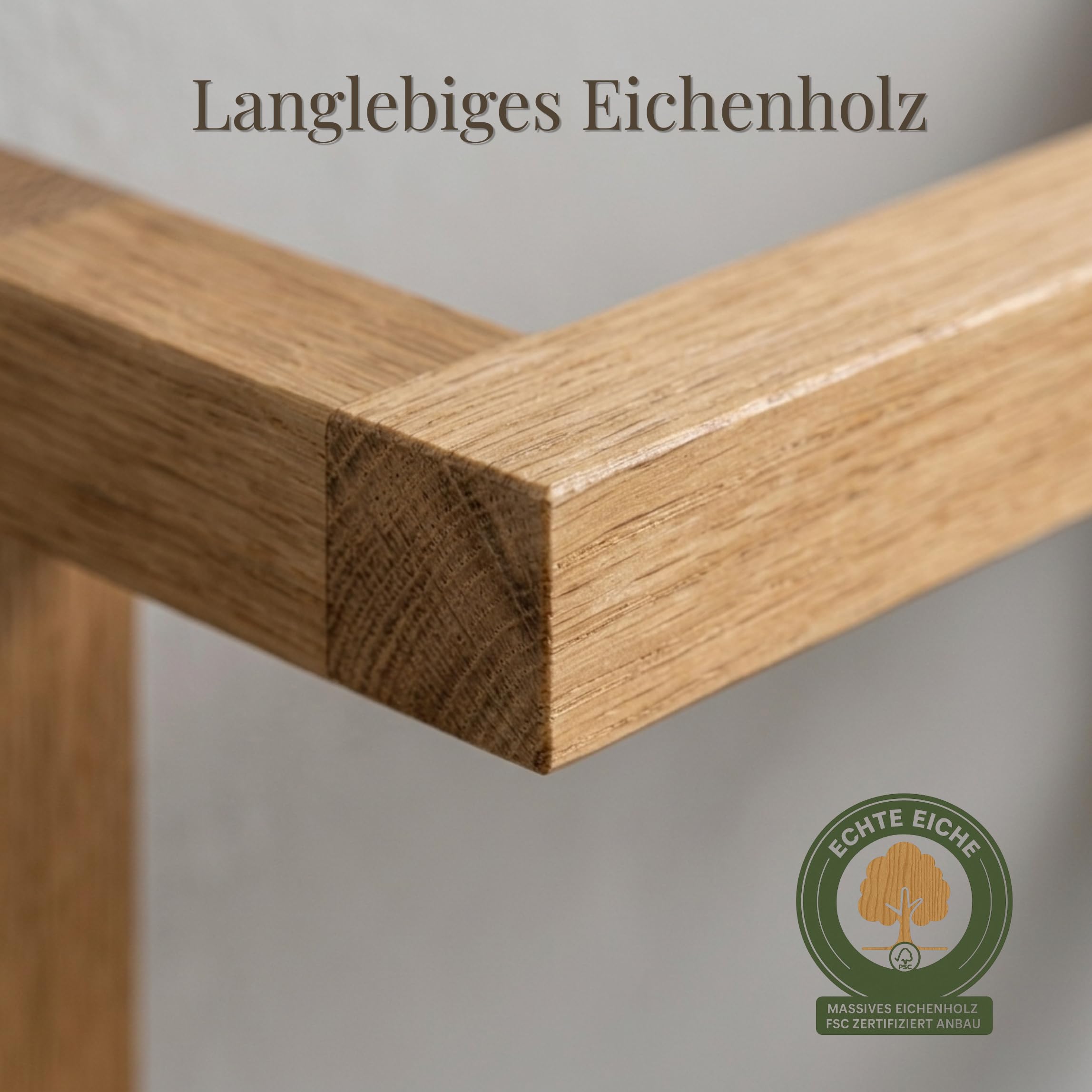 Handtuchhalter Holz aus massiver Eiche 60 cm | Handtuchhalter Wand für Badezimmer | Handtuchhalter Bad mit 2 versetzten Handtuchstangen | Badetuchhalter | Handtuchhalter Badezimmer