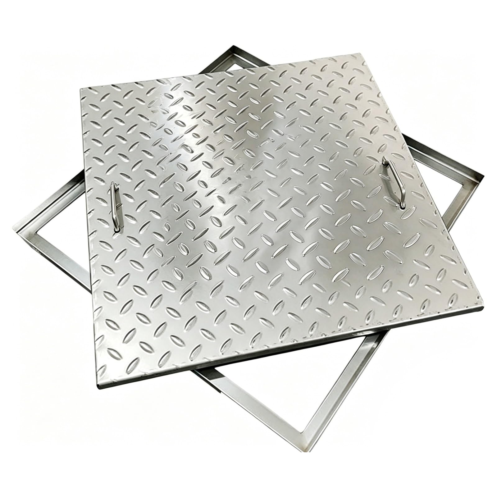 Couvercle de Regard en Acier Inoxydable Épais, Plaque Égout Antidérapant 100x100x3cm