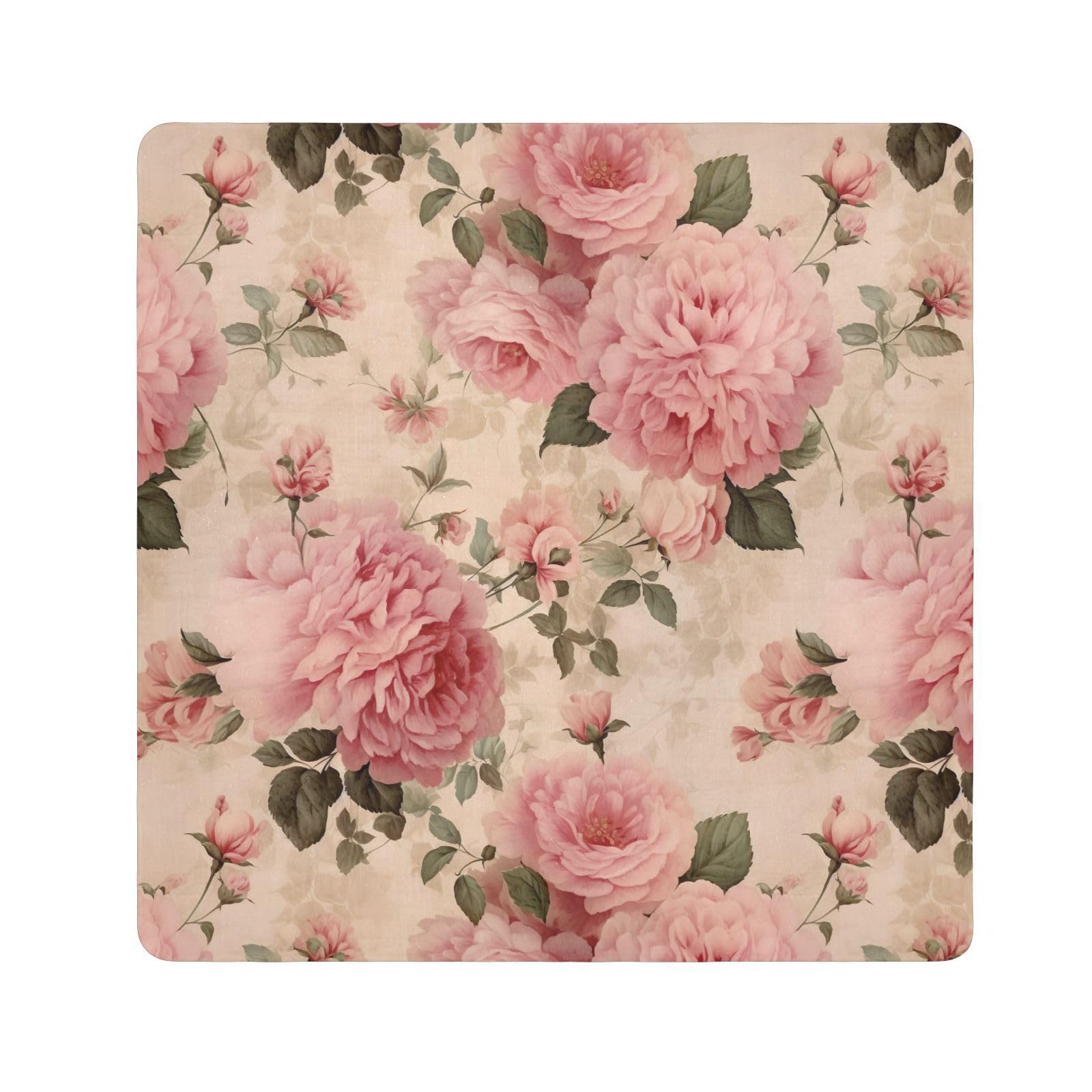 ODAWA Foldable Protective Wrap Floral Roses Beige Self Adhesive Cloths 17.7