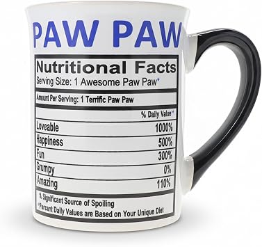 Cottage Creek 16oz Large Ceramic Paw Paw Coffee Mug | Coffee Cup, Ideal Gift for Grandpa, Papa, and Dad, Fathers Day, Birthday, Christmas, Pawpaw, Papaw