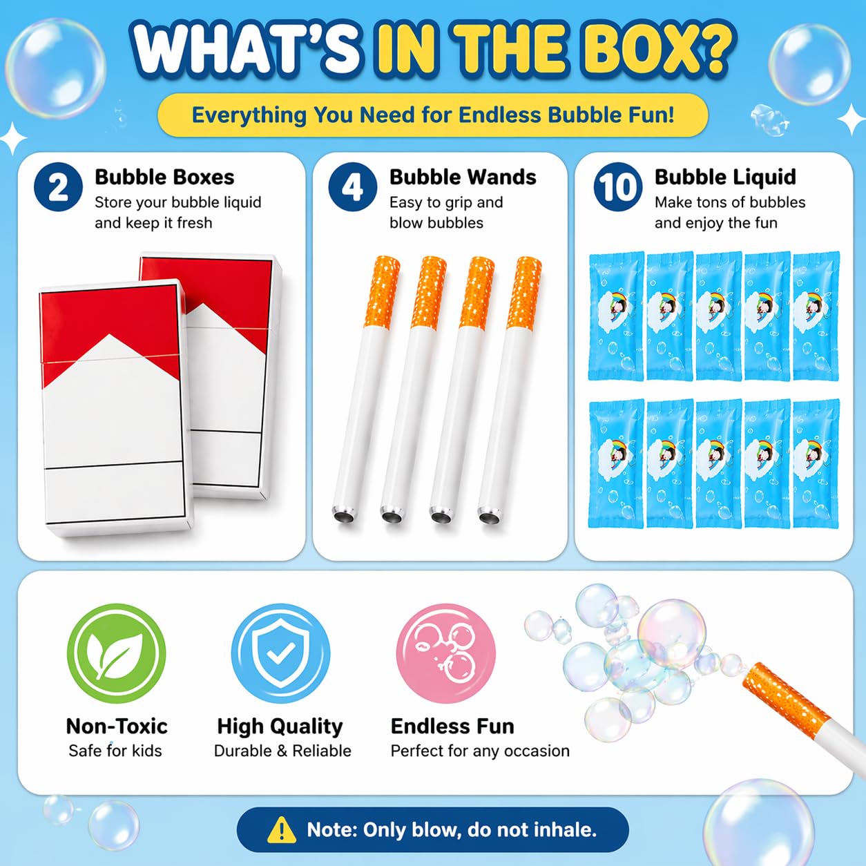 2 Stück Seifenblasen Zigaretten-Spielzeug, Bubble Puff Cigarettes for Party & Cosplay, Bubble Puff Zigaretten Toy, Novelty Gifts for Parties
