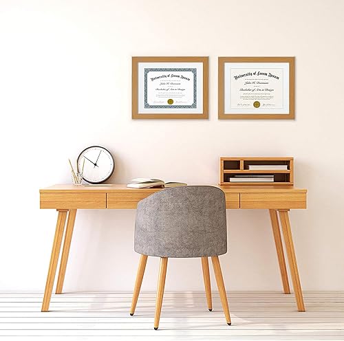 Miniatura 5 de Americanflat Marco de diploma de 11 x 14 pulgadas en roble  Juego de 2  Muestra diplomas de 8.5 x 11 pulgadas con paspartú o de 11 x 14 pulgadas sin
