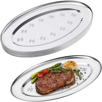 Stainless Steel Serving Platters, 10PCS, Raised Rim and Dishwasher Safety