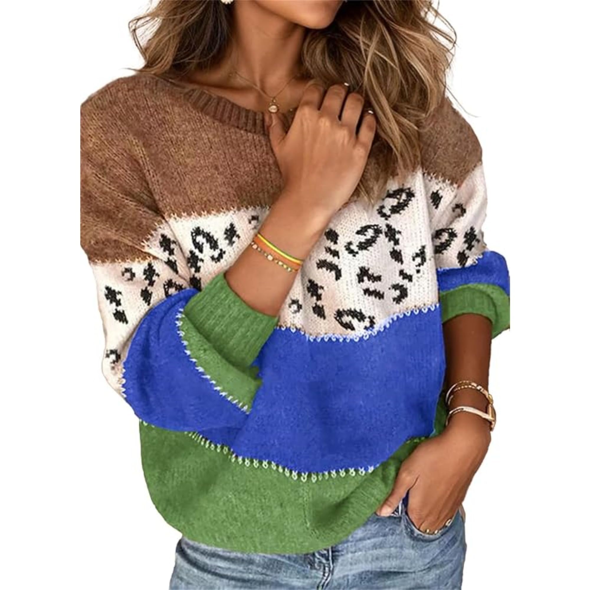 Donne Autunno Casual Girocollo Maglione Lavorato A Maglia Alla Moda Quotidiano Tempo Libero Maglia Felpa Allentata Vintage