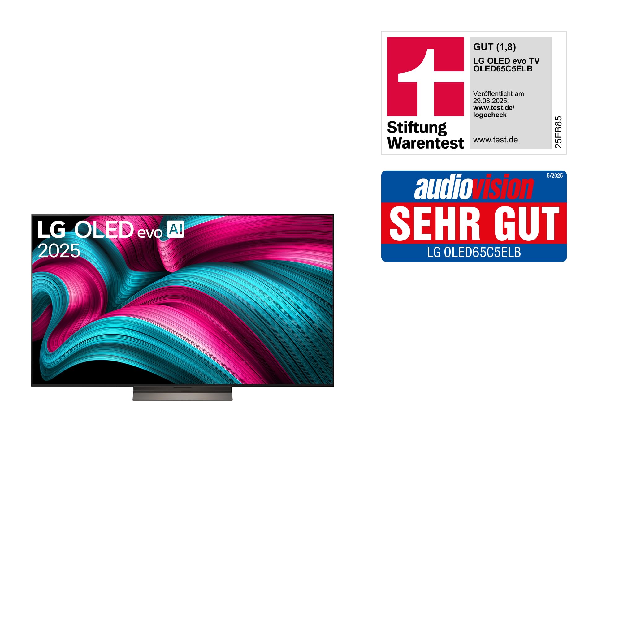 LG OLED65C5ELB, 65 Zoll (165 cm), 4K OLED evo AI TV, α9 Gen8 Prozessor, webOS 25, 120Hz (VRR bis zu 144Hz), Modelljahr 2025