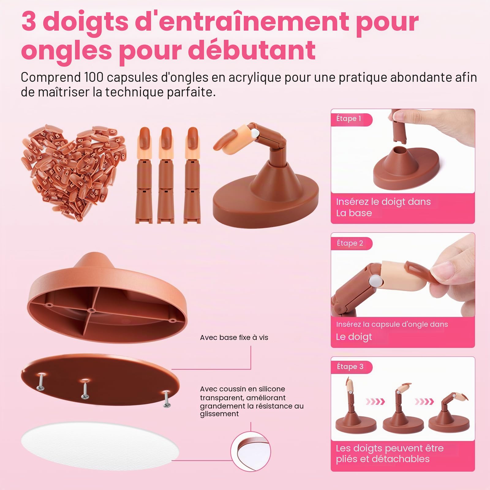 Yokilly Kit Ongle Acrylique Complet En Gel: Kit D'ongles en Acrylique pour Débutants avec UV Lampe Ponceuse Pour Ongles D'entraînement pour Les Doigts - Manucure Extensions D'Ongles En Gel Kit