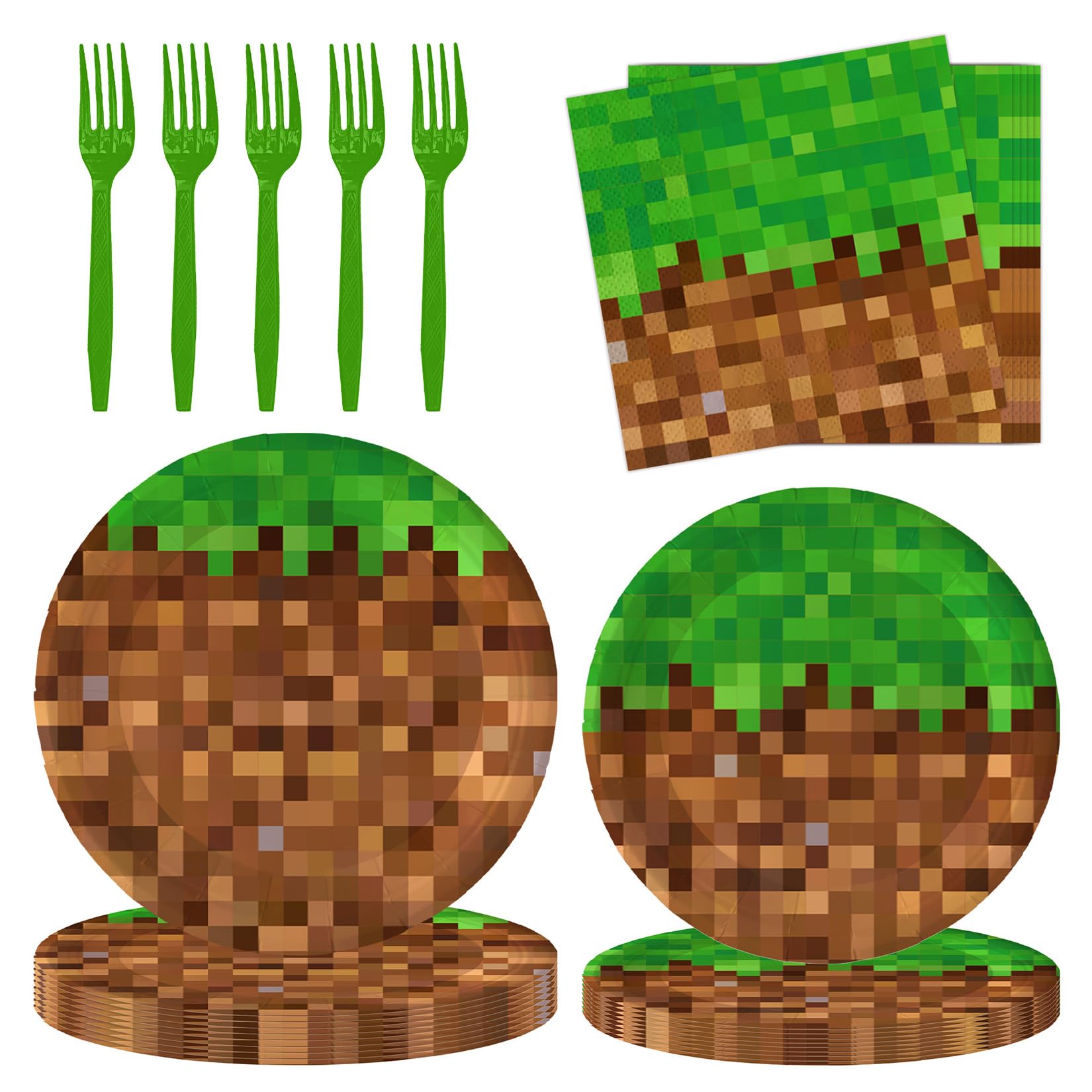 View 1 of 100Pcs Pixel Party Decorations Gamer Party Supplies for 25 Guests1084374297