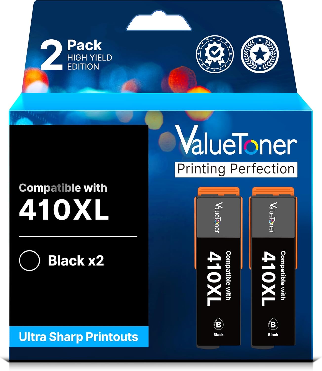 Valuetoner for 410XL Ink Remanufactured for Epson 410 Ink Cartridges for Epson 410XL Black High Yield to use with Expression XP-7100, Expression XP-830, XP-640, XP-530, XP-630, XP-635 Printer, 2-Black