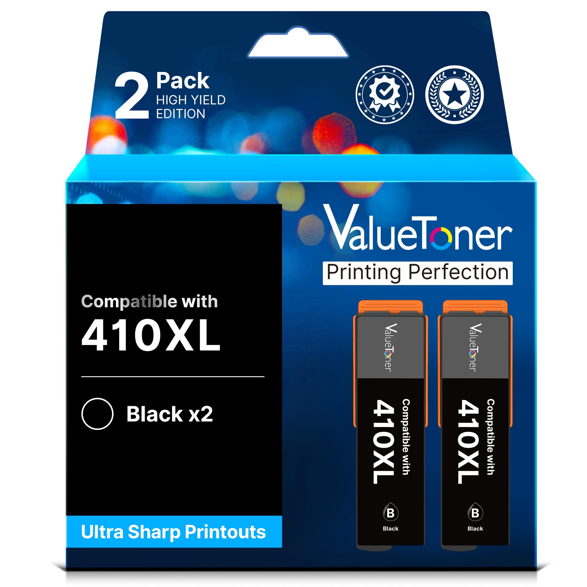 Valuetoner 410XL Ink Remanufactured for Epson 410 Ink Cartridges for Epson 410XL Black High Yield to use with Expression XP-7100, Expression XP-830, XP-640, XP-530, XP-630, XP-635 Printer (2-Black)