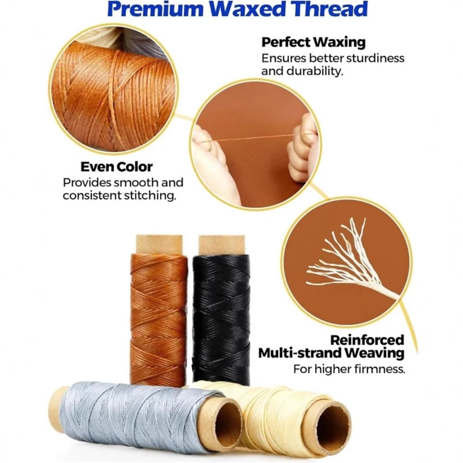Kit De Lezna Para Coser Kit De Costura Cuero | Con punzón de coser, agujas, hilo encerado, kit de reparación de tapicería, herramientas de costura