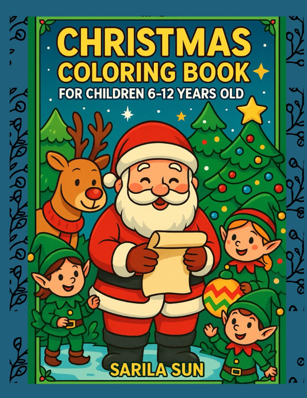 Christmas coloring book for children 6-12 years old.