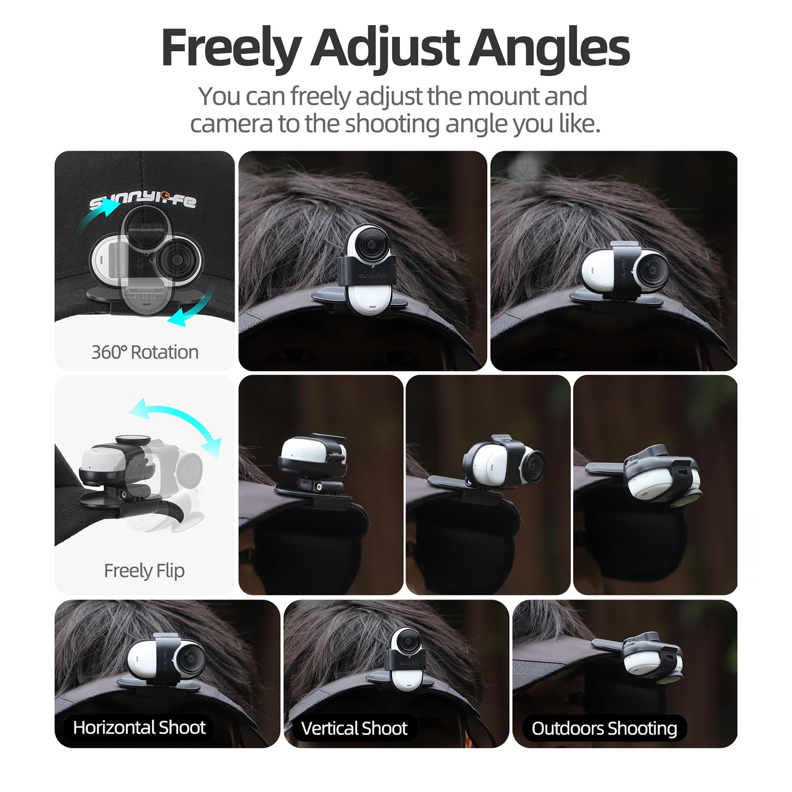 CAPART Rotatable Action Camera Hat Clip, Compatible with Insta360