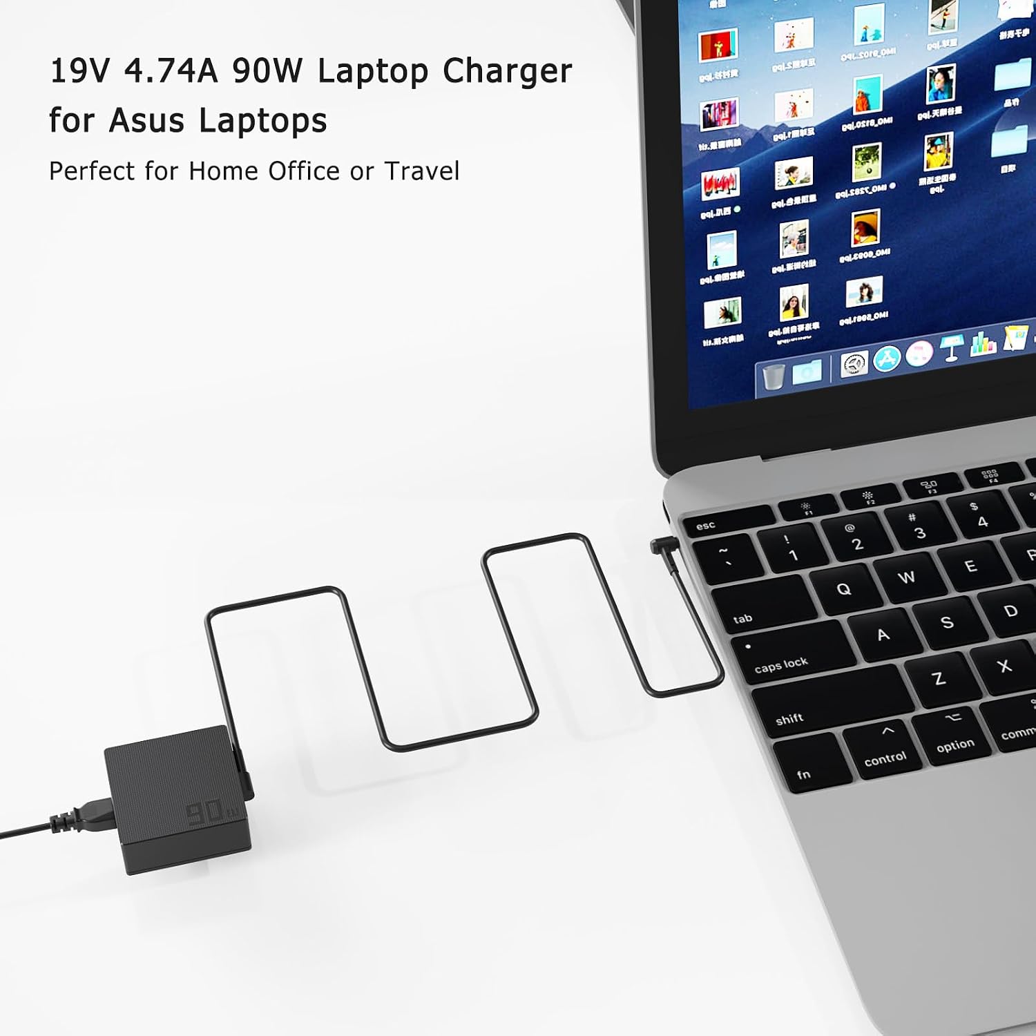 19V 4.74A 90W Charger Adapter Compatible with Asus K55D K55N K55VD K55VM F75A F75VD F75VB A55D A55DE A55DR A55VD X54C R704 R704A R704VB R704VC R704VD K75VJ N73SV X53E X53Z