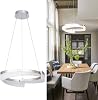 HL Modern LED Pendant Light with Acrylic Shade 1-Ring 30W 3000K Circular Led Chandelier Brushed Nickel Light Fixtures Chandelier for Kitchen Island Dining Room Living Room Bedroom