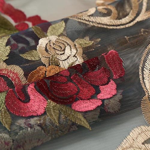 Miniatura 3 de Cortinas europeas bordadas con diseño floral para sala de estar, con bolsillos, cortina de gasa de lujo, cortina de tul transparente para
