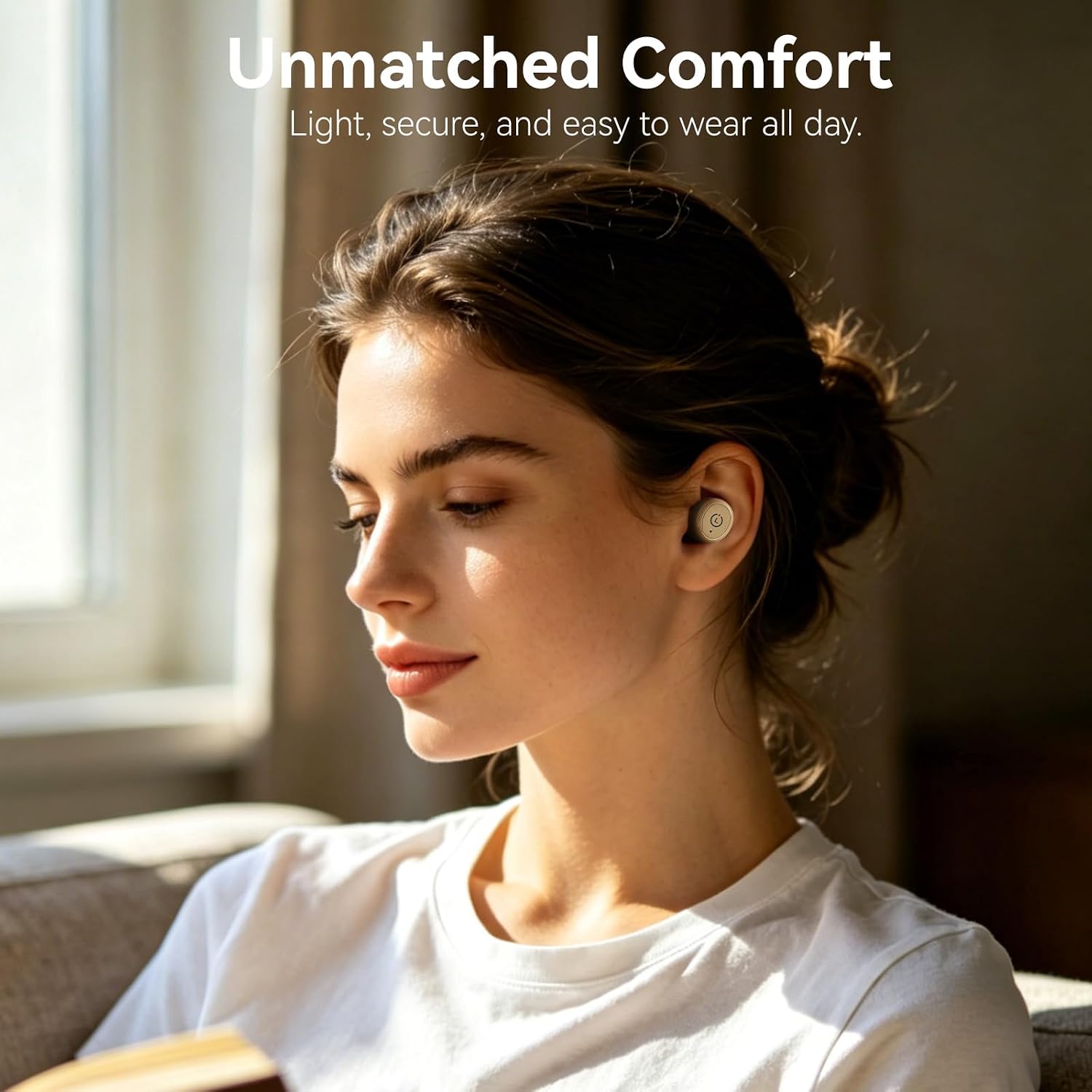 TOZO T10 Wireless Earbuds Bluetooth 5.3 Headphones, App Customize EQ, Ergonomic Design, 55H Playtime, Wireless Charging Case, IPX8 Waterproof Sound in-Ear Headset, New Version Matte Khaki thumbnail 4