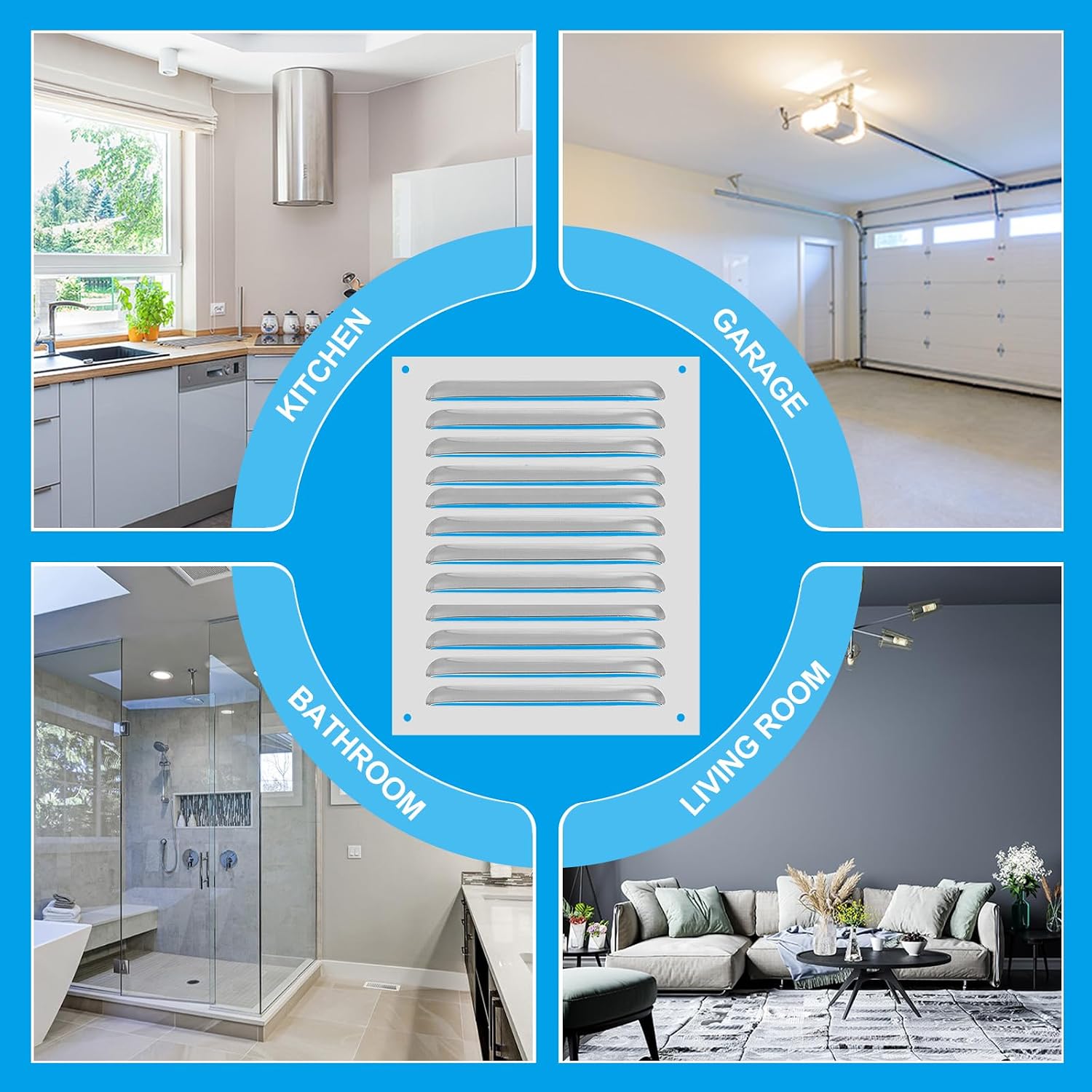 PATIKIL 10 x 14 Inch Aluminum Vent Cover, Screen Air Grille Ventilation Cover HVAC Louvered Grill for Home Kitchen Fireplace Bathroom Wall Ceiling, Silver Tone