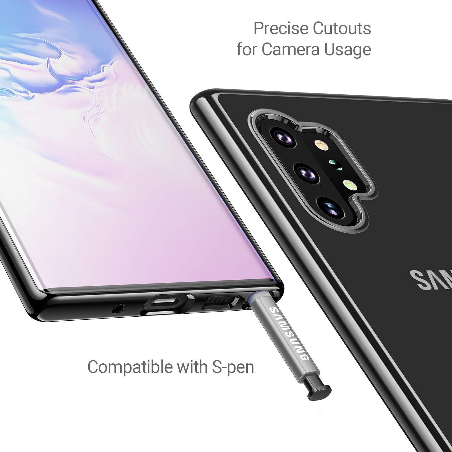 TORRAS Galaxy Note 10 Plus Case/Galaxy Note 10 Plus 5G Case Crystal Clear Ultra-Thin Slim Fit Soft TPU Cover Compatible with Samsung Galaxy Note 10 Plus 6.8 inch, Black