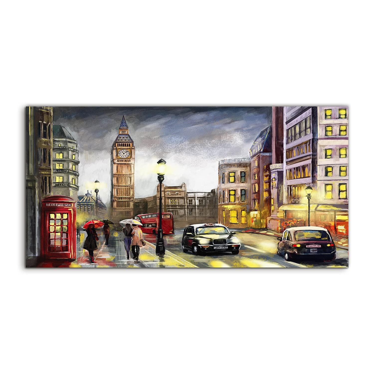 Coloray Pintura acrílica 100x50cm Sala De Estar Vidrio Acrílico Cuadro De Pared Mural Arte - Londres Big Ben Car