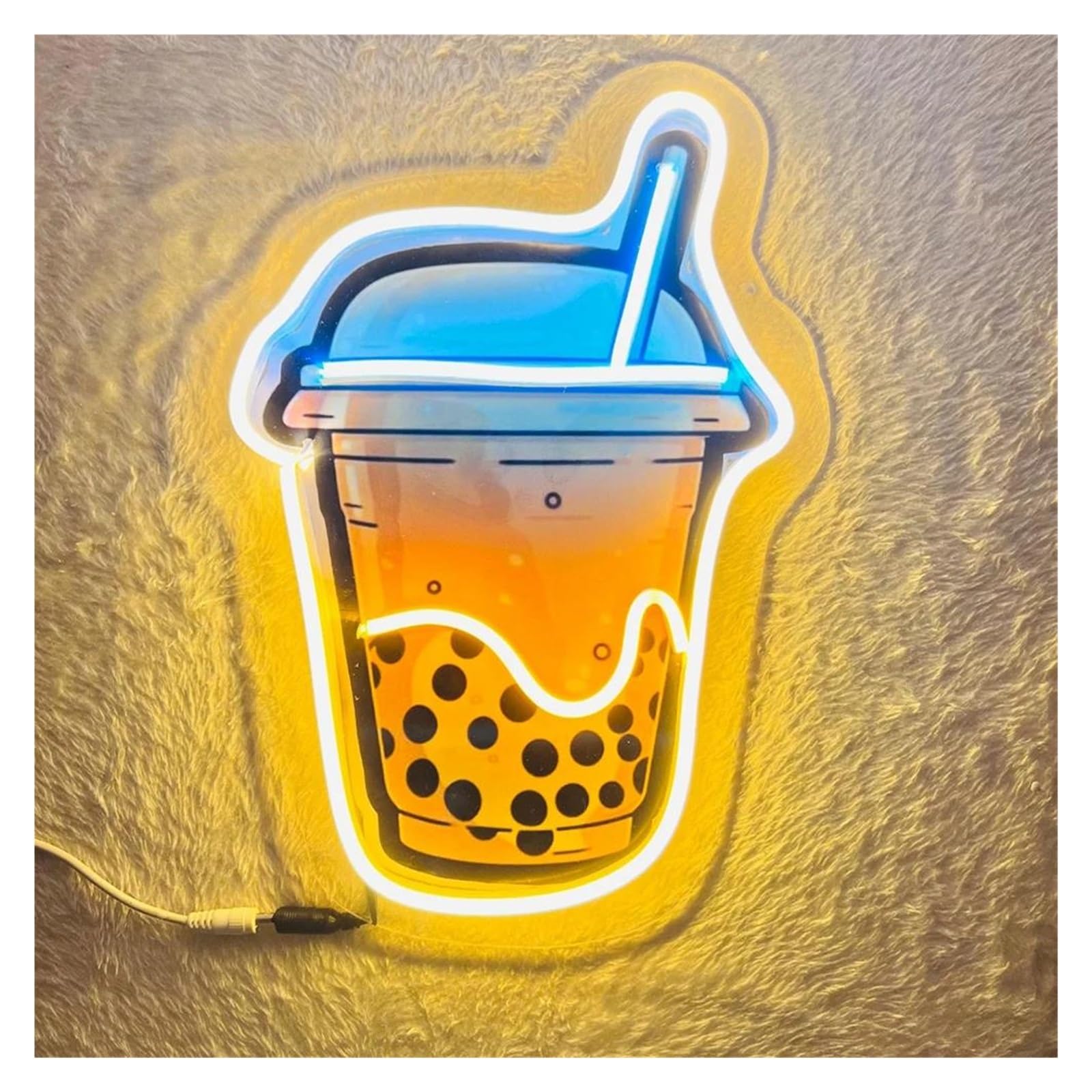 SHOUXI Sign Lamp Boba Tea Bubble Tea Neon Sign Coffee Bar Shop Wall Decor Restaurant Welcome 45cm