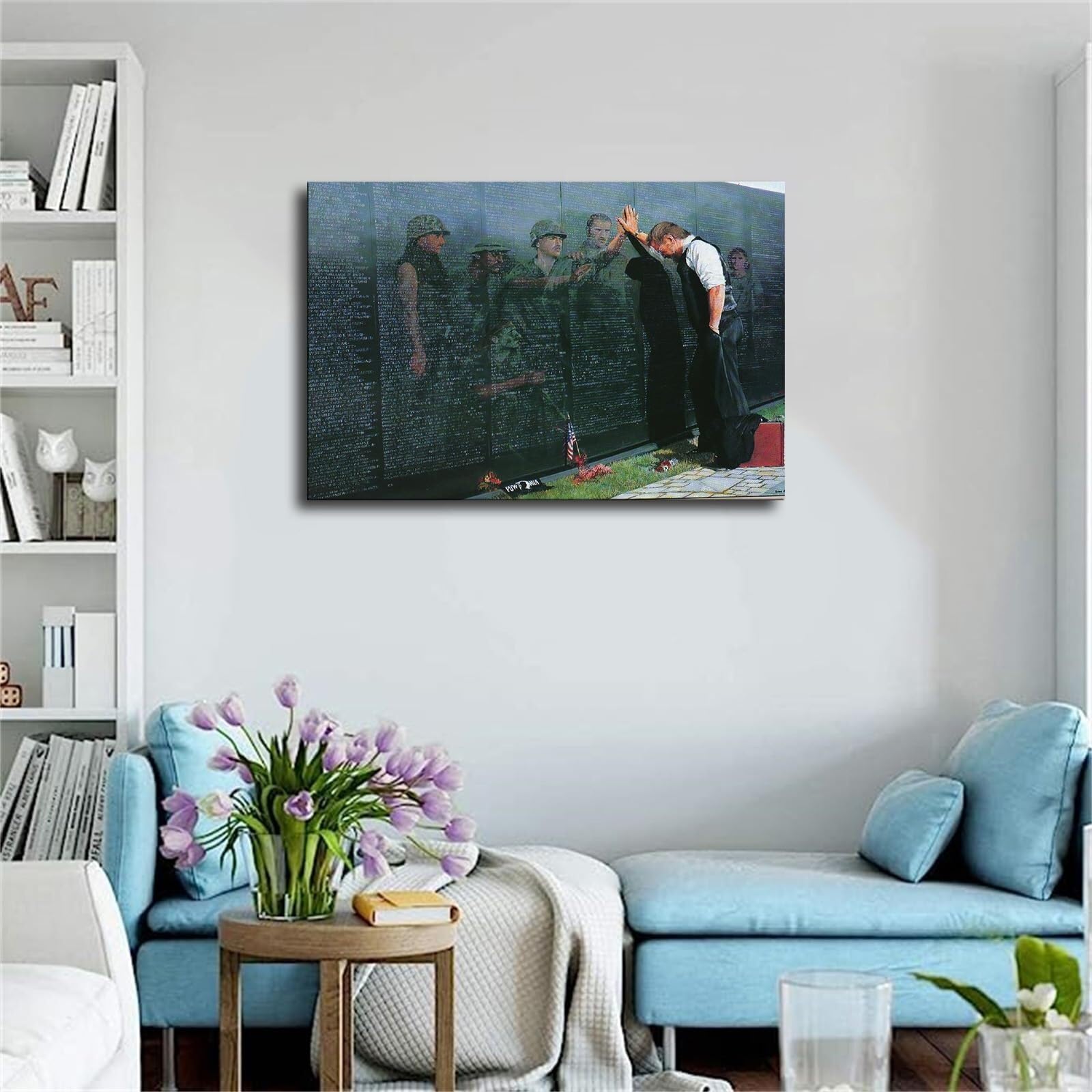 Emotional Vietnam War Memorial Art, Reflections by Lee Teter Canvas Poster Print, Aesthetic Living Room Bedroom Wall Decor(Framed,16x24inch(40x60cm))