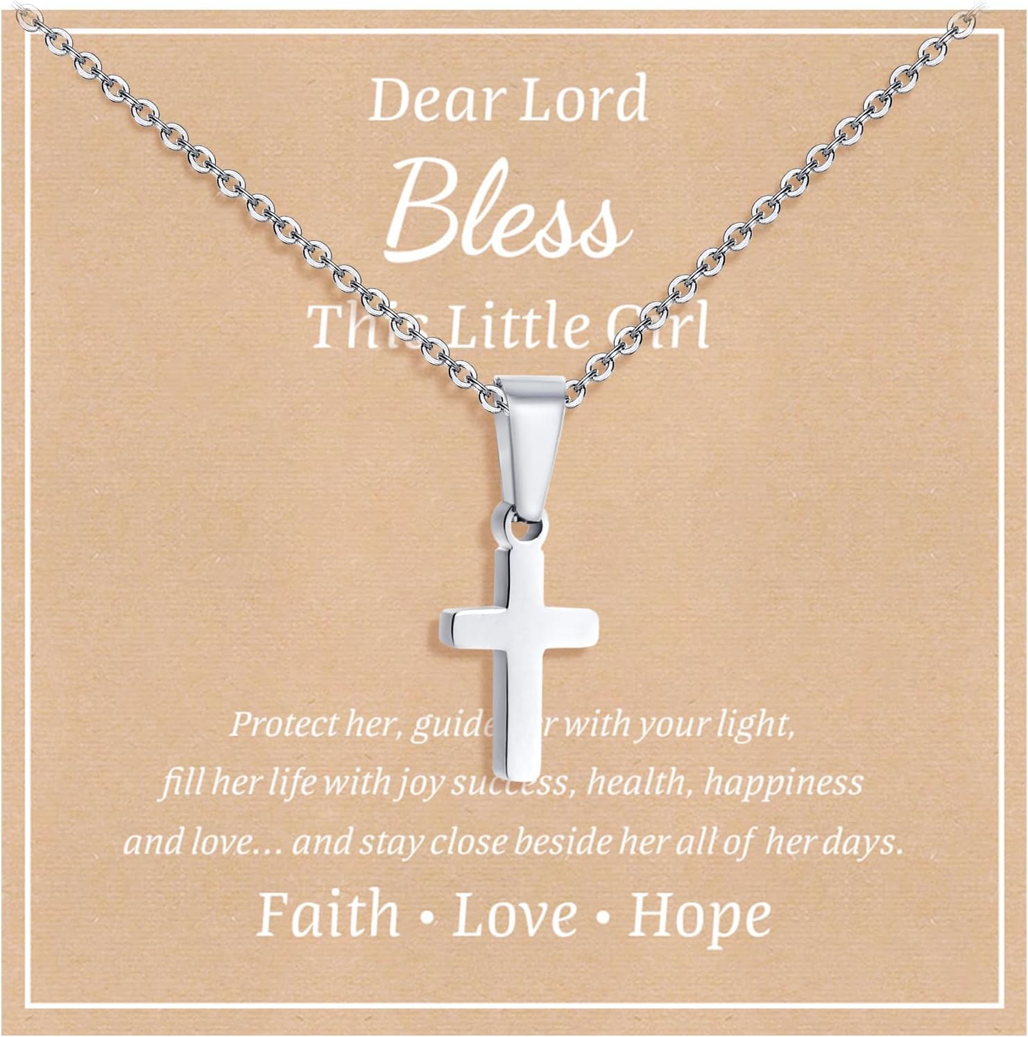 Cross Necklace for Boys Girls:Stainless Steel Minimalist Cross Chain Pendant Necklace Jewelry First Communion Confirmation Back to School Baptism Gifts for Teenage Girl Boys Son Nephew Toddler Kid
