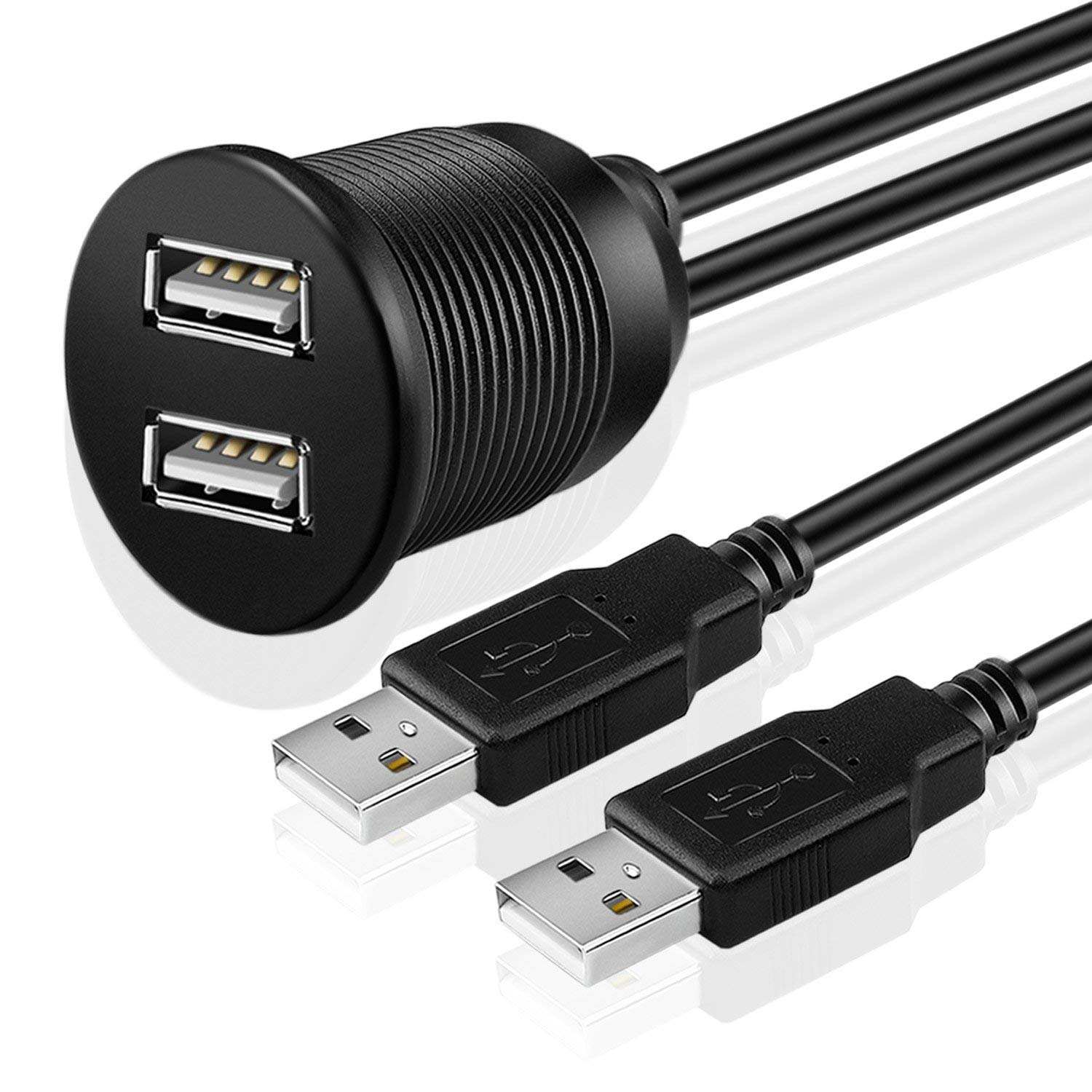 USB 2.0 Flush Mount Cable,TENINYU Dual USB Car Panel Flush