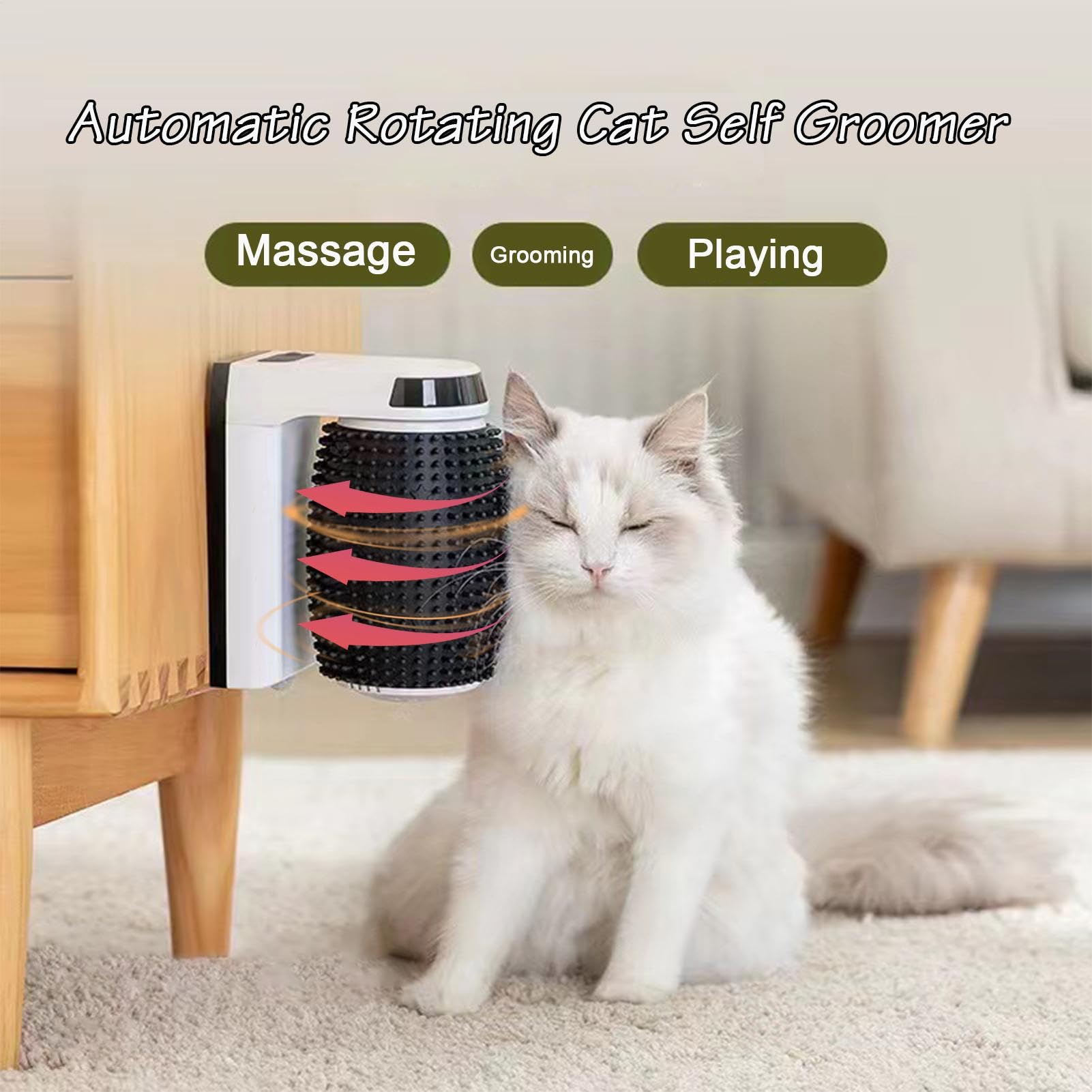 Electric Head Hair Massager, Corner Cat Brush, Cat Corner Scratcher 5.24 * | 2.87 * 6.31inch with Catnip, Grooming Tool for Cats with Long and Short Material: Silicone + ABS
