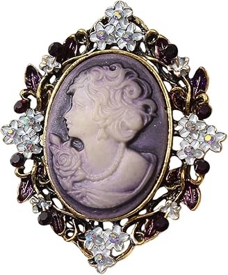 UncleS Elegant Vintage Cameo Brooch Pin Set with Antiqued Gold Finish Sparkly Alloy Cameo Lapel Pin for Women Jewelry