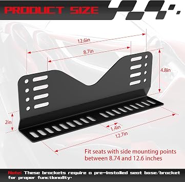 Side Mount Seat Bracket,2 PCS Bucket Seat Mounting Brackets for Bucket Seats Compatible with Most FRP and Carbon Fiber Universal Racing Seat Bracket - Black