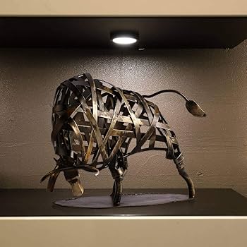 Amazon.co.jp: ZLBYB 金属の動物の置物鉄編組牛ヴィンテージ家の