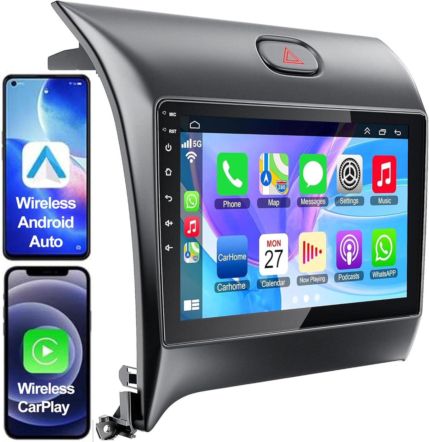 [4+64G] Android 13 Car Stereo w/Wireless Carplay&Android Auto for Kia Forte K3 Cerato 2013 2014 2015 2016 2017 2018 Touchscreen Radio Upgrade with AHD Camera,GPS Navigation,SWC,WiFi,FM,Bluetooth