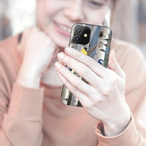 Miniatura 4 de Birds in Birch Tree Printed Phone Case for iPhone 12 Mini, Shockproof Tempered Glass Phone Case Cover, Anti-Fingerprint, Not Yellowing