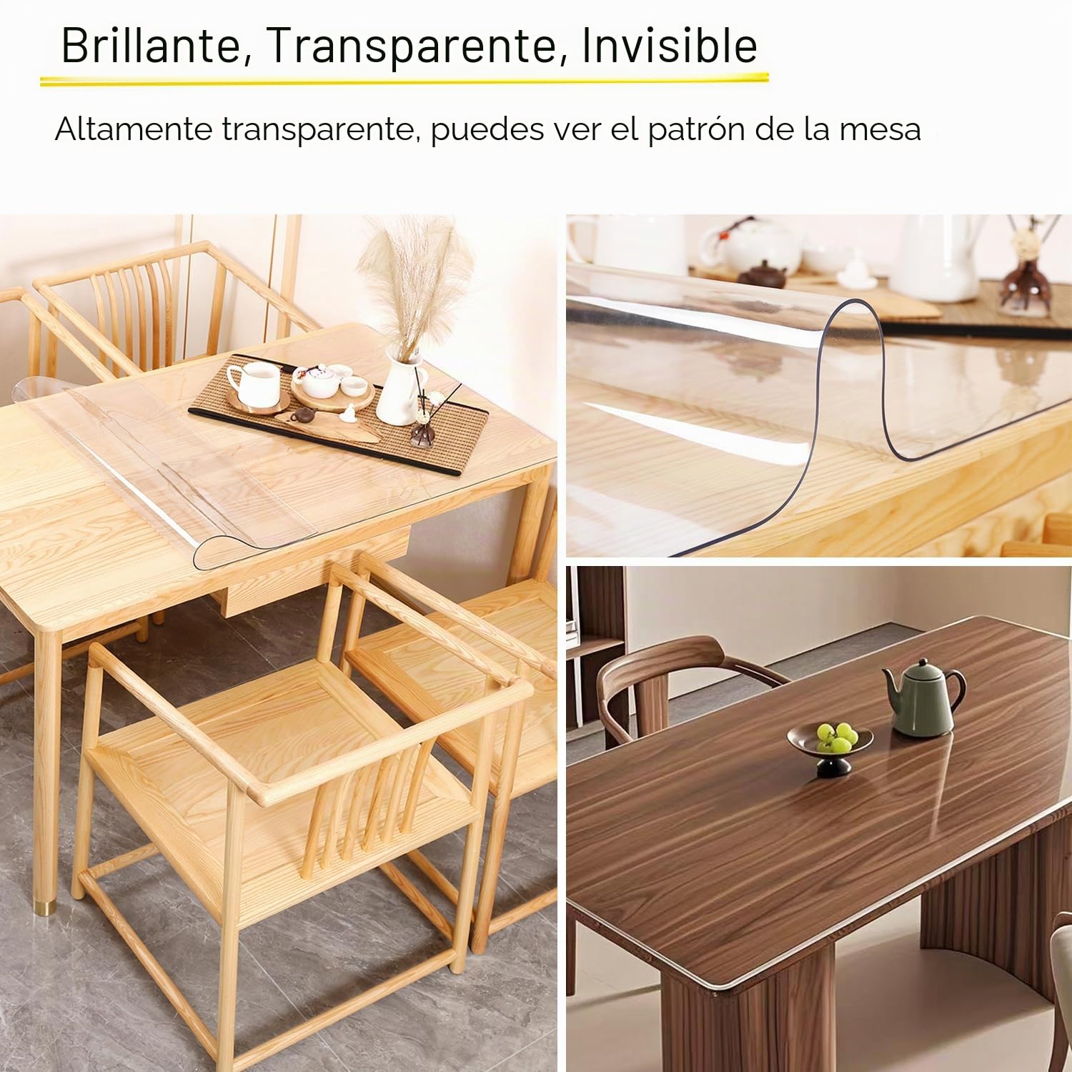 Nisorpa Protector de mesa transparente, 200 x 100 cm, mantel transparente de PVC de 2 mm de grosor, mantel transparente impermeable para mesas de comedor