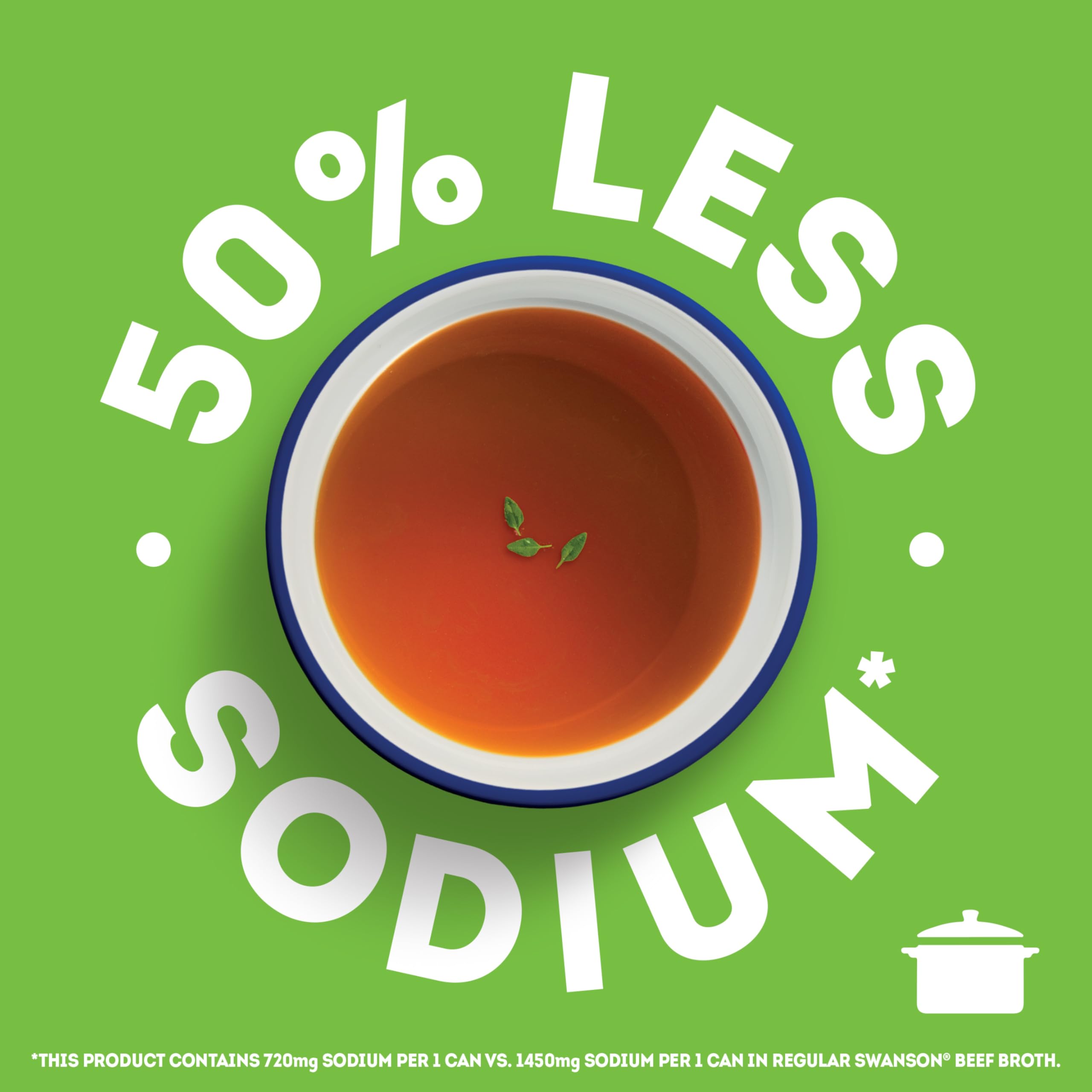 Swanson 50% Less Sodium Beef Broth, 14.5 oz Can (Pack of 4)