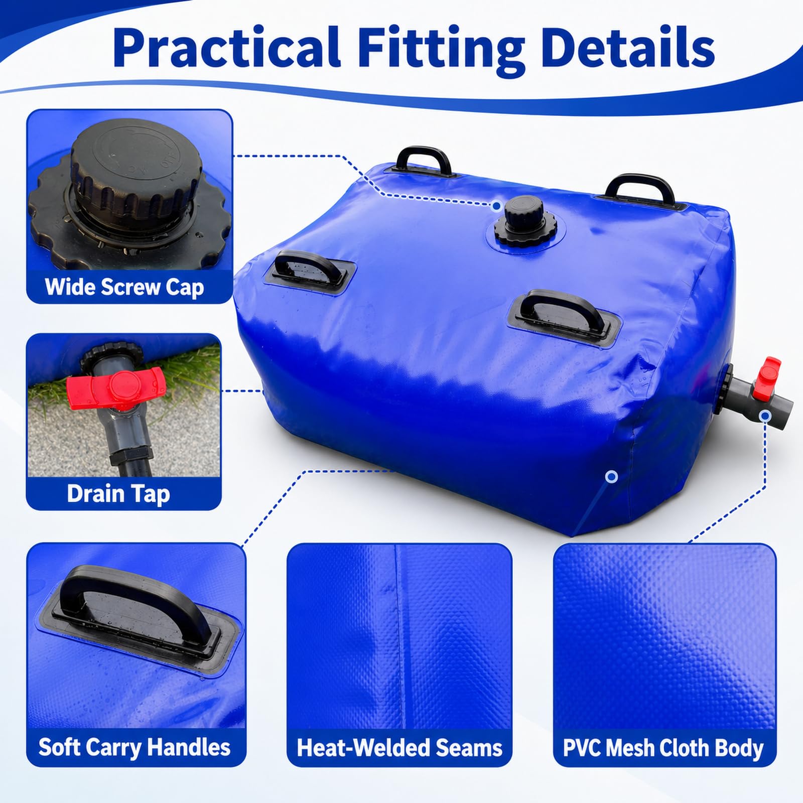 DepóSito De Agua Plegable,Vejiga del Almacenamiento De Agua con VáLvula,Bolsa Agua Plegable PVC,Contenedor De Agua PortáTil De Gran Capacidad,Flexible,para JardíN,Acampar,Hogar