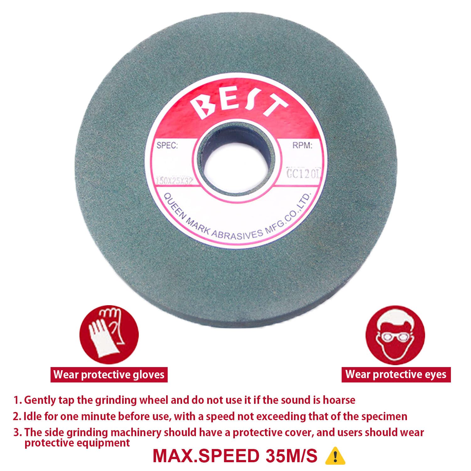 Wenheww Silicon Carbide Grinding Wheel Bench Grinding Wheels Green Silicon Carbide 120 Grit for Surface Grinding 1pcs