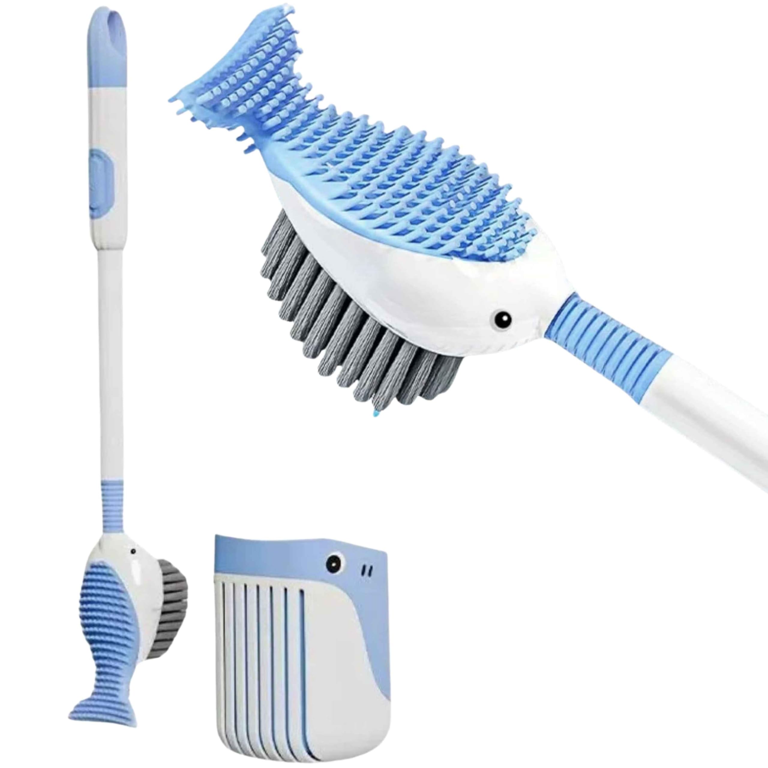 Powerful Bathroom Cleaning Set – Liquid Suction Cup Toilet Brush with No Dead Corners, Silicone & Plastic Bathroom Brushes for Deep Cleaning & Hygienic Bathrooms